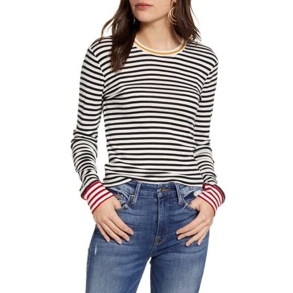 Splendid Wyatt Striped Colorblock Long-Sleeve Top – Black & White – Size XS - Picture 6 of 7
